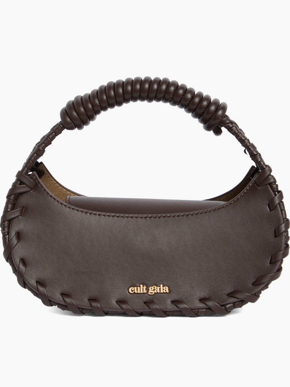 cult gaia Aiko Dark Brown Braided-Handle Mini Bag - Picture 2 of 4
